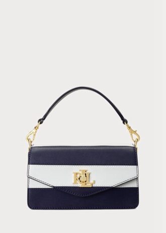 Marineblaue Ralph Lauren Tayler-Umhängetaschen aus Leder für Damen
