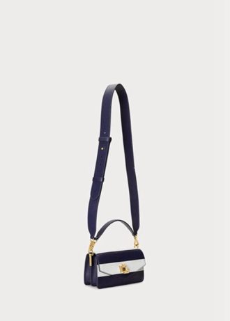 Marineblaue Ralph Lauren Tayler-Umhängetaschen aus Leder für Damen