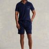 Marineblaue Ralph Lauren Terry-Shorts mit Kordelzug für Herren Marineblaue Ralph Lauren Terry-Shorts mit Kordelzug für Herren