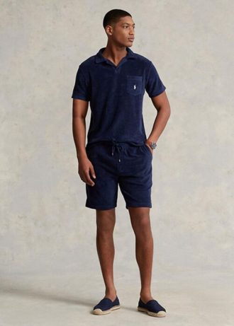 Marineblaue Ralph Lauren Terry-Shorts mit Kordelzug für Herren