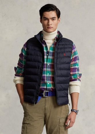 Marineblaue Ralph Lauren The Packable Gilet Weste für Herren