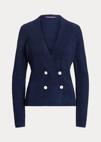 Marineblaue Ralph Lauren Zweireihige Strickjacken für Damen