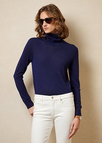Marineblaue Rollkragenpullover aus Kaschmir von Ralph Lauren für Damen