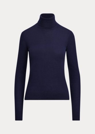 Marineblaue Rollkragenpullover aus Kaschmir von Ralph Lauren für Damen