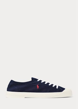 Marineblaue / rote Ralph Lauren Essence 100 Canvas Cap-Toe-Sneaker für Herren