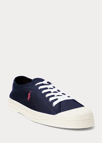 Marineblaue / rote Ralph Lauren Essence 100 Canvas Cap-Toe-Sneaker für Herren