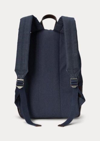 Marineblaue Rucksäcke aus Canvas mit Pferdemotiv von Ralph Lauren für Herren