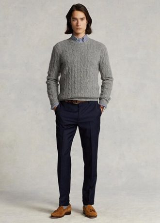 Marineblaue Slim Fit-Hose aus Wolltwill für Herren von Ralph Lauren