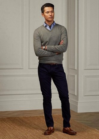 Marineblaue Slim Fit Stretchjeans für Herren von Ralph Lauren
