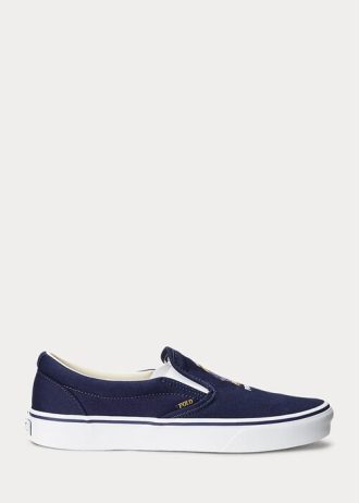 Marineblaue Slip-On-Sneakers „Keaton Polo Bear“ von Ralph Lauren für Herren