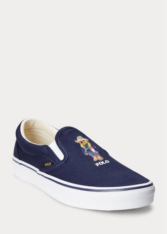 Marineblaue Slip-On-Sneakers „Keaton Polo Bear“ von Ralph Lauren für Herren