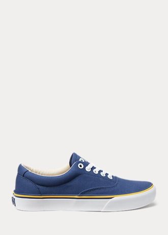 Marineblaue Sneakers aus Baumwollcanvas mit Ralph Lauren-Logo für Damen Marineblaue Sneakers aus Baumwollcanvas mit Ralph Lauren-Logo für Damen