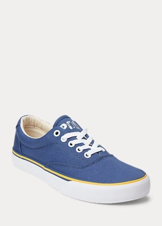 Marineblaue Sneakers aus Baumwollcanvas mit Ralph Lauren-Logo für Damen Marineblaue Sneakers aus Baumwollcanvas mit Ralph Lauren-Logo für Damen