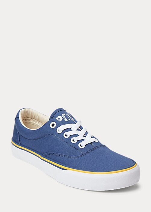 Marineblaue Sneakers aus Baumwollcanvas mit Ralph Lauren-Logo für Damen Marineblaue Sneakers aus Baumwollcanvas mit Ralph Lauren-Logo für Damen