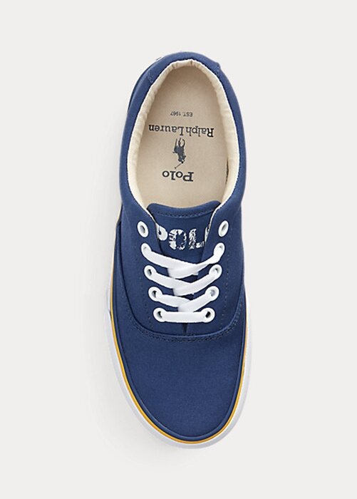 Marineblaue Sneakers aus Baumwollcanvas mit Ralph Lauren-Logo für Damen Marineblaue Sneakers aus Baumwollcanvas mit Ralph Lauren-Logo für Damen