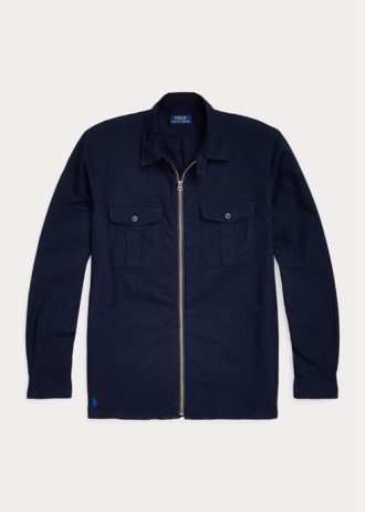 Marineblaue, stückgefärbte Oxford-Overshirt-Jacken von Ralph Lauren für Herren