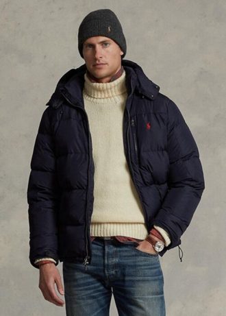Marineblaue wasserabweisende Daunenjacken von Ralph Lauren für Herren Marineblaue wasserabweisende Daunenjacken von Ralph Lauren für Herren