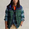 Marineblaue wasserabweisende Daunenweste im Westernstil von Ralph Lauren für Herren Marineblaue wasserabweisende Daunenweste im Westernstil von Ralph Lauren für Herren