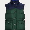 Marineblaue wasserabweisende Daunenweste im Westernstil von Ralph Lauren für Herren Marineblaue wasserabweisende Daunenweste im Westernstil von Ralph Lauren für Herren