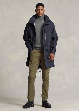 Marineblaue, wasserabweisende Marsh-Mäntel mit Kapuze von Ralph Lauren für Herren