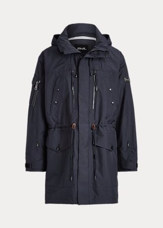 Marineblaue, wasserabweisende Marsh-Mäntel mit Kapuze von Ralph Lauren für Herren