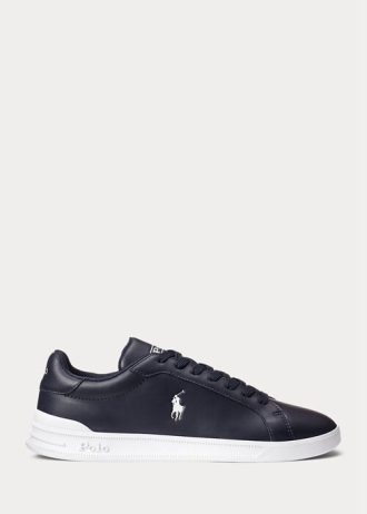 Marineblaue / weiße Herren-Sneakers aus Leder von Ralph Lauren Heritage Court II Marineblaue / weiße Herren-Sneakers aus Leder von Ralph Lauren Heritage Court II