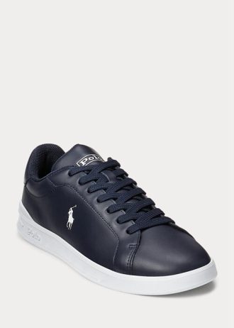 Marineblaue / weiße Herren-Sneakers aus Leder von Ralph Lauren Heritage Court II Marineblaue / weiße Herren-Sneakers aus Leder von Ralph Lauren Heritage Court II
