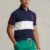 Marineblaue/weiße Poloshirts aus Netzstoff mit großem Pony von Ralph Lauren für Herren Marineblaue/weiße Poloshirts aus Netzstoff mit großem Pony von Ralph Lauren für Herren