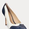 Marineblaue / weiße Pumps aus Nappa- und brüniertem Leder von Ralph Lauren für Damen Marineblaue / weiße Pumps aus Nappa- und brüniertem Leder von Ralph Lauren für Damen