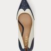 Marineblaue / weiße Pumps aus Nappa- und brüniertem Leder von Ralph Lauren für Damen Marineblaue / weiße Pumps aus Nappa- und brüniertem Leder von Ralph Lauren für Damen