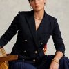 Marineblaue, zweireihige Strickblazer von Ralph Lauren für Damen Marineblaue, zweireihige Strickblazer von Ralph Lauren für Damen