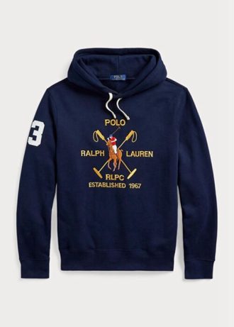 Marineblauer Fleece-Hoodie mit großem Polo-Wappen von Ralph Lauren für Herren