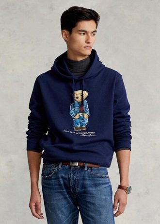 Marineblauer Fleece-Hoodie mit Polo Bear von Ralph Lauren für Herren