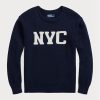 Marineblauer Pullover mit Rundhalsausschnitt für Herren von Ralph Lauren Nyc