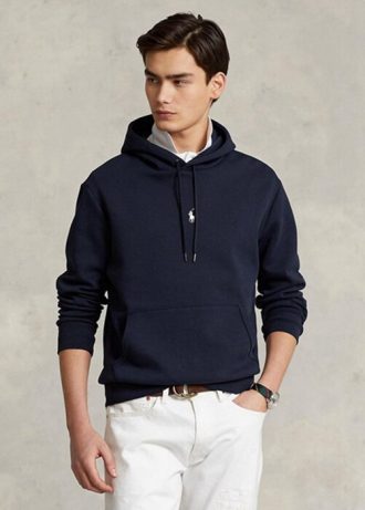 Marineblauer Ralph Lauren Doppelstrick-Hoodie für Herren