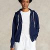 Marineblauer Ralph Lauren Fleece-Hoodie mit durchgehendem Reißverschluss für Damen Marineblauer Ralph Lauren Fleece-Hoodie mit durchgehendem Reißverschluss für Damen