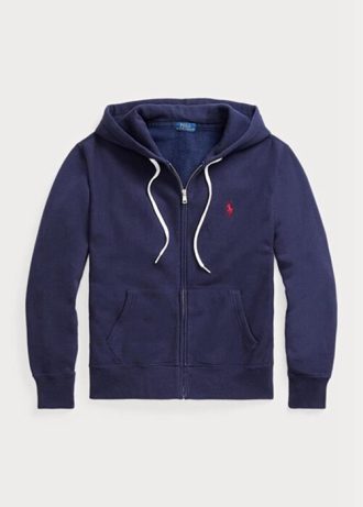 Marineblauer Ralph Lauren Fleece-Hoodie mit durchgehendem Reißverschluss für Damen