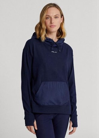 Marineblauer Ralph Lauren GolfLogo Hybrid Jersey Hoodie für Damen