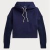 Marineblauer Ralph Lauren Hybrid-Hoodie mit Pulloverärmeln im Boxy Fit für Damen Marineblauer Ralph Lauren Hybrid-Hoodie mit Pulloverärmeln im Boxy Fit für Damen