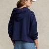 Marineblauer Ralph Lauren Hybrid-Hoodie mit Pulloverärmeln im Boxy Fit für Damen Marineblauer Ralph Lauren Hybrid-Hoodie mit Pulloverärmeln im Boxy Fit für Damen