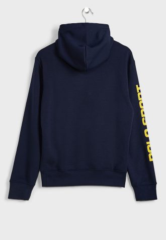 Marineblauer Ralph Lauren-Kapuzenpullover mit Logo-Ärmeln für Herren