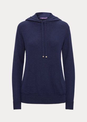 Marineblauer Ralph Lauren Kaschmir-Kapuzenpullover für Damen