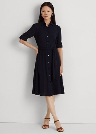 Marineblaues Fit-and-Flare-Kleid von Ralph Lauren für Damen
