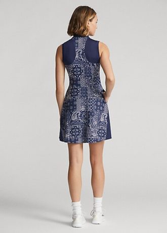 Marineblaues Jerseykleid mit Bandana-Print von Ralph Lauren für Damen