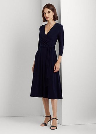 Marineblaues Jerseykleid mit Überwurf von Ralph Lauren für Damen