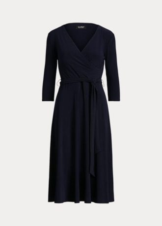 Marineblaues Jerseykleid mit Überwurf von Ralph Lauren für Damen