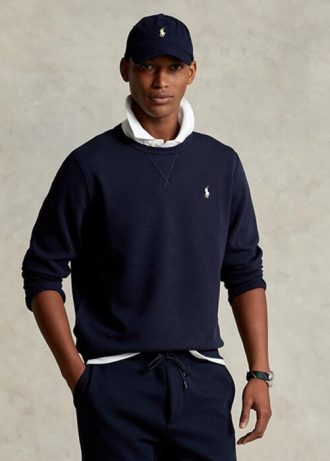Marineblaues Ralph Lauren Doppelstrick-Pullover-Sweatshirt für Herren
