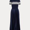 Marineblaues Ralph Lauren Hybrid-Plisseekleid für Damen Marineblaues Ralph Lauren Hybrid-Plisseekleid für Damen