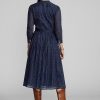 Marineblaues Ralph Lauren Indigo-Baumwoll-Voilekleid für Damen Marineblaues Ralph Lauren Indigo-Baumwoll-Voilekleid für Damen