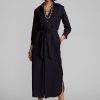 Marineblaues Ralph Lauren-Kleid aus Wollmischung mit Gürtel für Damen Marineblaues Ralph Lauren-Kleid aus Wollmischung mit Gürtel für Damen